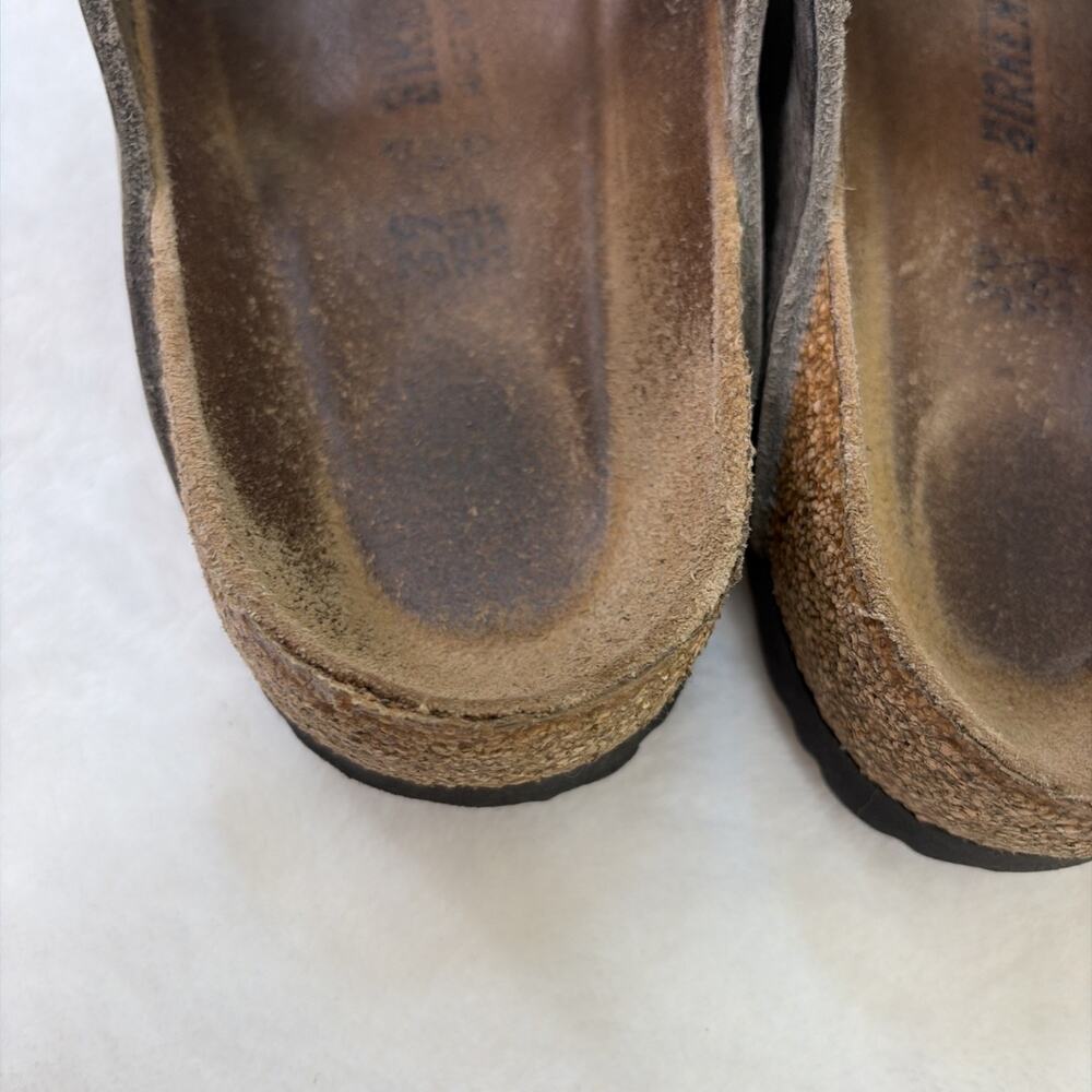 Birkenstock Arizona Two Strap Greige Distressed Leather Sandals Size 39 FreeShip - Picture 11 of 14